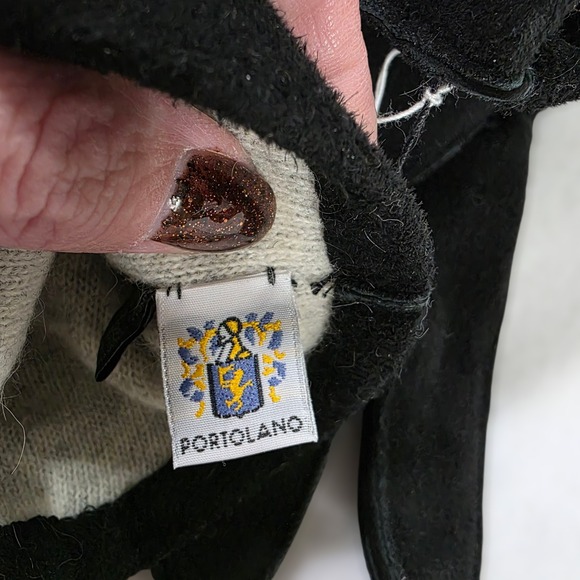 NWT‎ Portolano Goatskin Leather & Lambs Wool Gloves Womens Black Large Lined - Picture 5 of 10